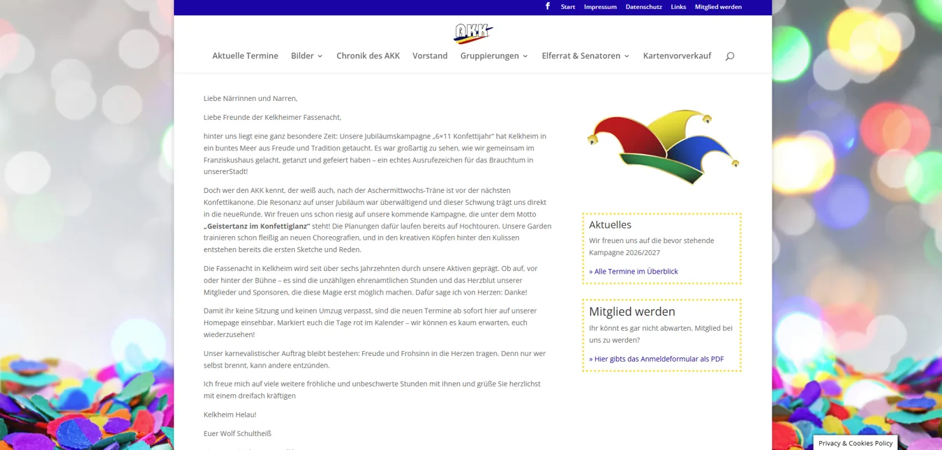 Screenshot des von mir umgesetzten Website-Projekts: AKK Kelkheim