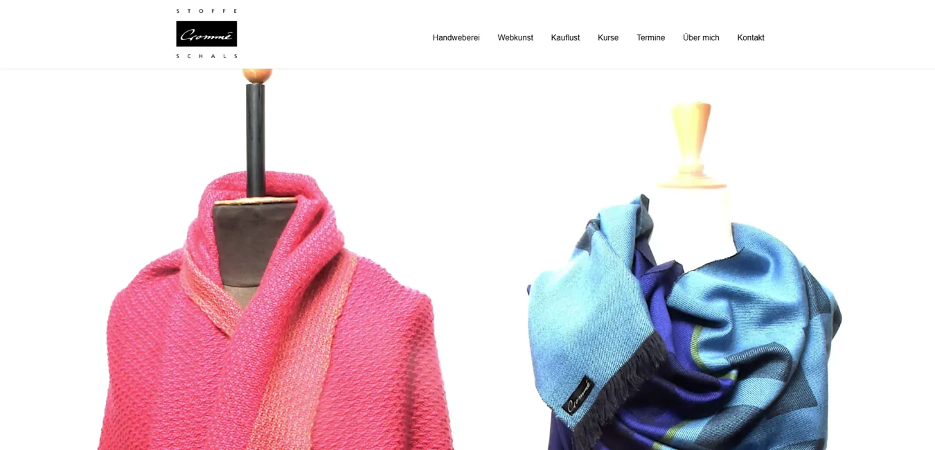 Screenshot des von mir umgesetzten Website-Projekts: Handweberei Nadine Cromme